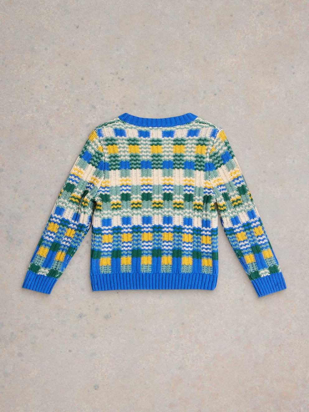 Kids Checkerboard Jumper in BLUE MLT - FLAT BACK