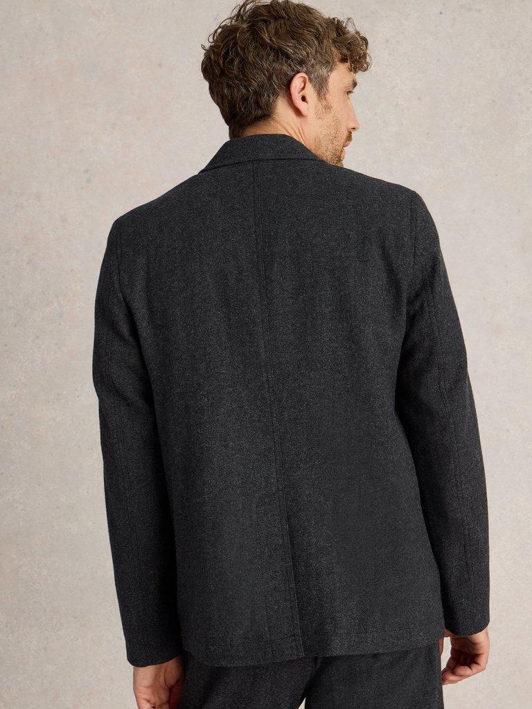 McKay Wool Blazer in CHARC GREY - MODEL BACK