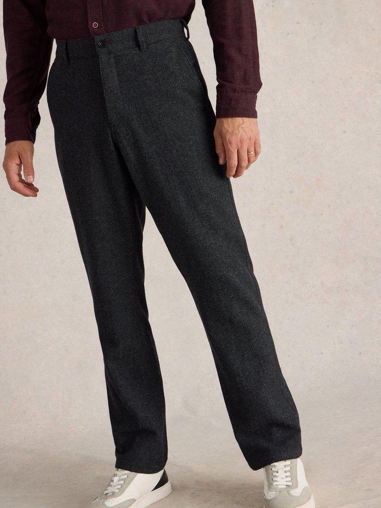 McKay Wool Trouser in CHARC GREY - MODEL DETAIL
