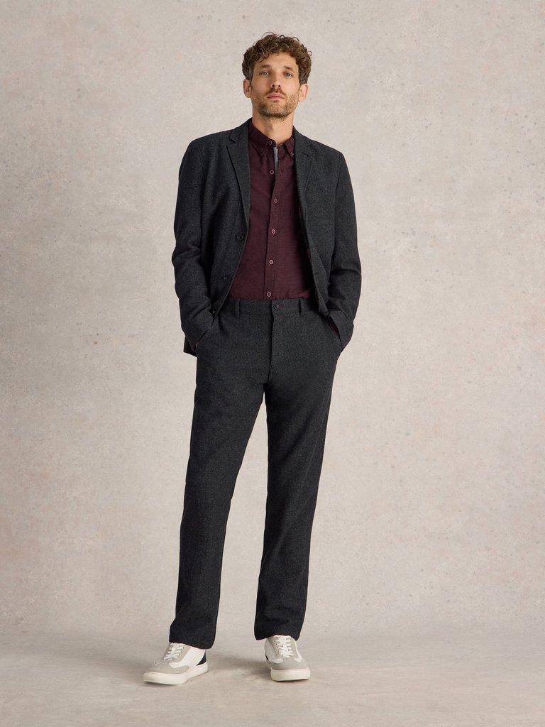 McKay Wool Trouser in CHARC GREY - MODEL FRONT
