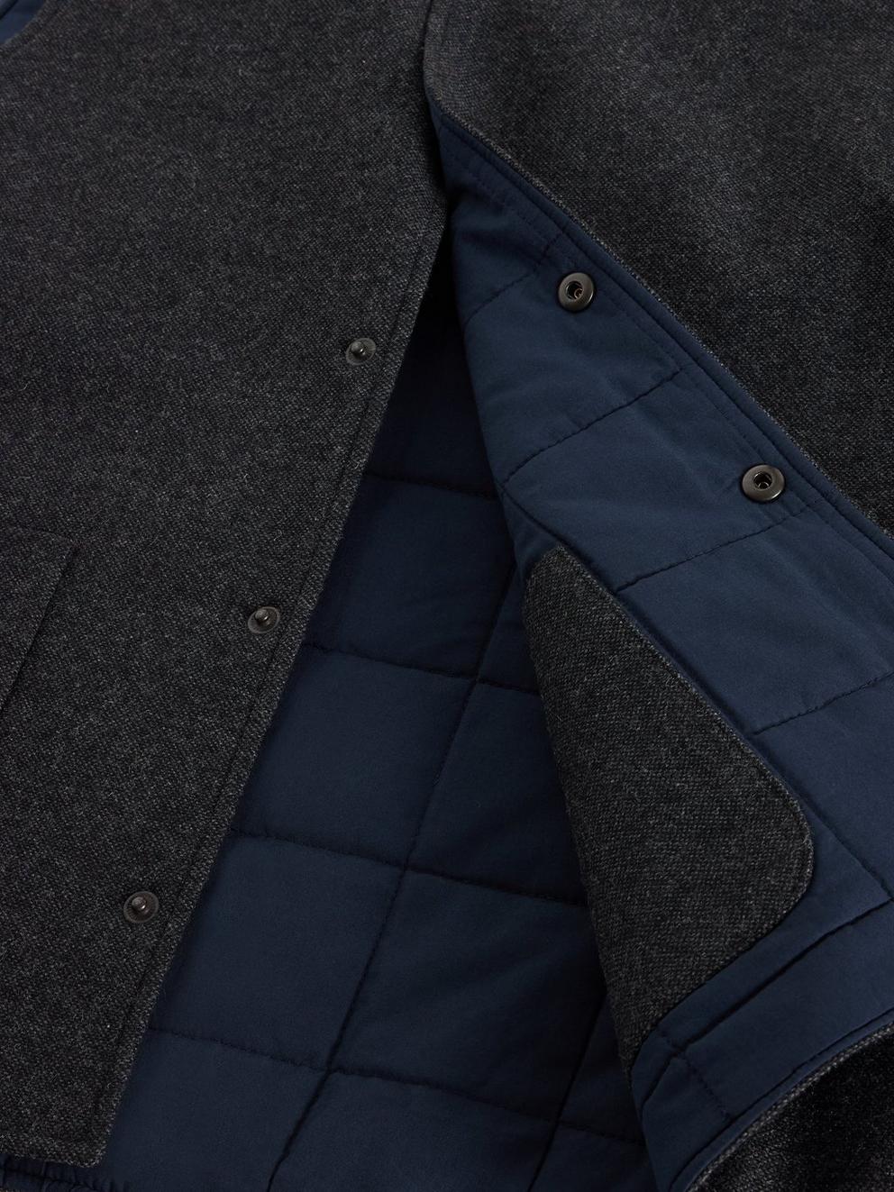 McKay Wool Gilet in CHARC GREY - FLAT DETAIL