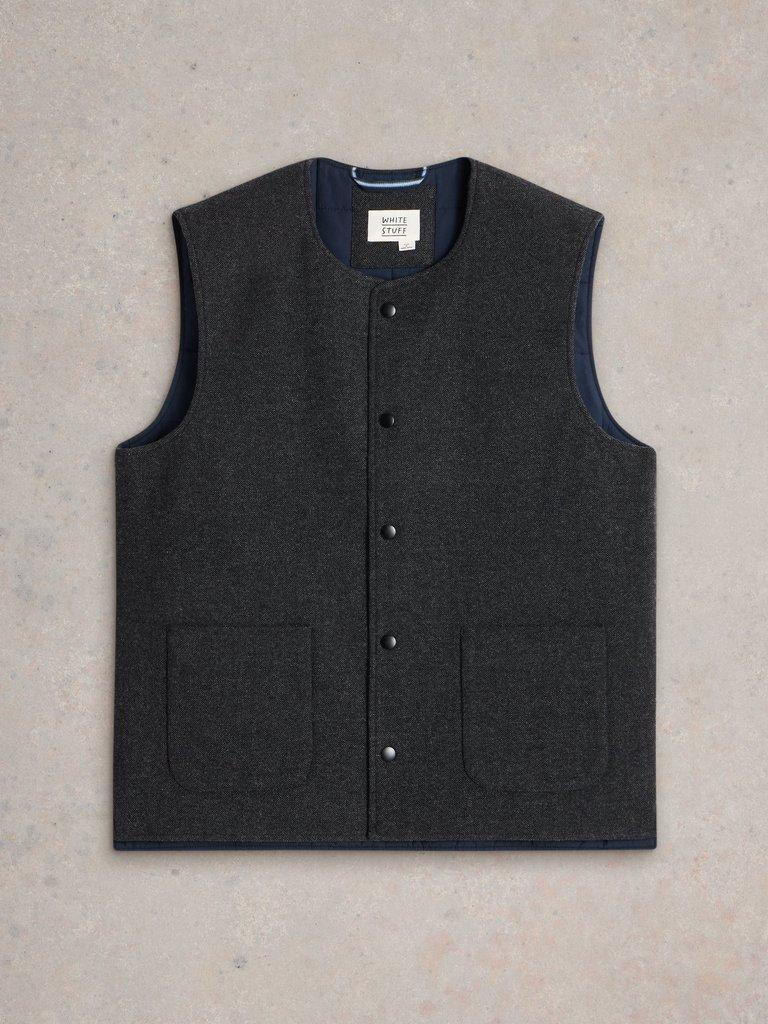 McKay Wool Gilet in CHARC GREY - FLAT FRONT