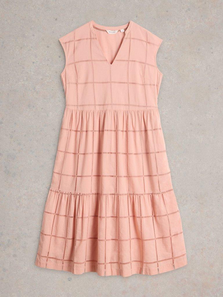 Fleur Broderie Dress in DUS PINK - FLAT FRONT