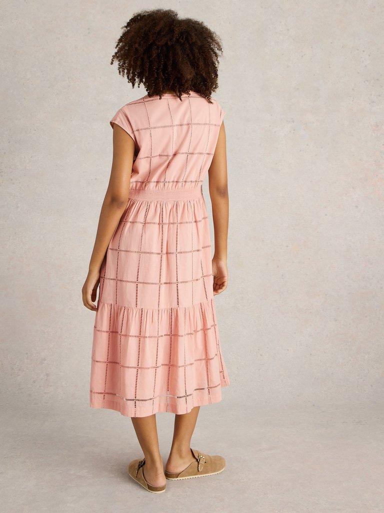 Fleur Broderie Dress in DUS PINK - MODEL BACK