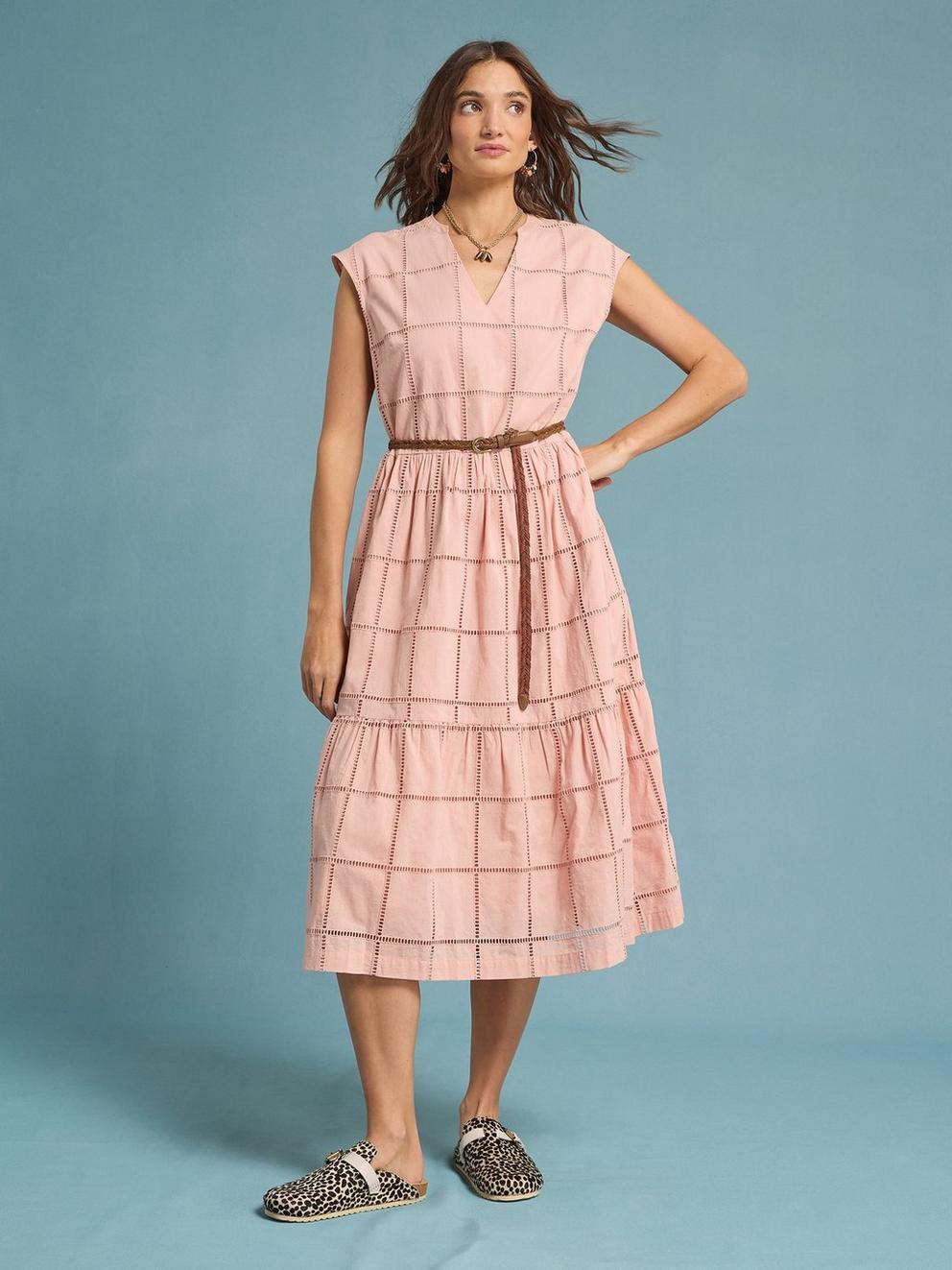 Fleur Broderie Dress in DUS PINK - MIXED