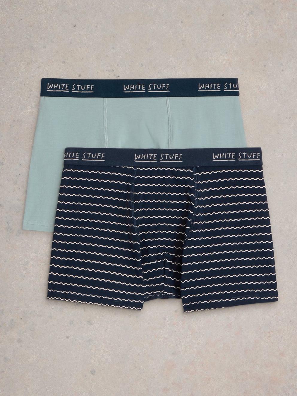 2pack Boxers  Plain  Stripe in BLUE MLT - FLAT DETAIL