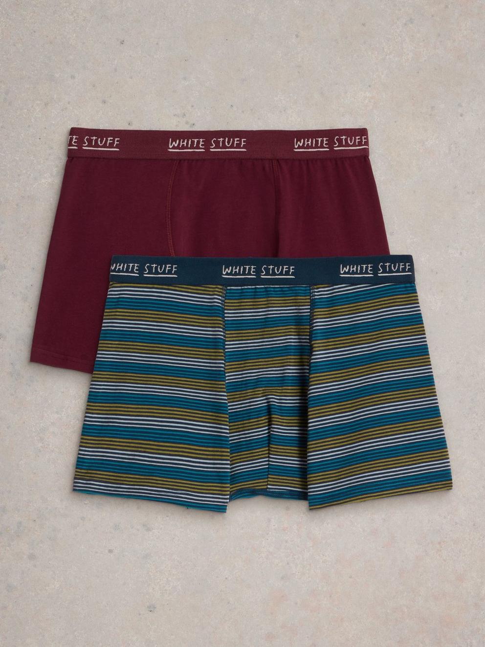 2pack Boxers  Plain  Stripe in PLUM MLT - FLAT DETAIL