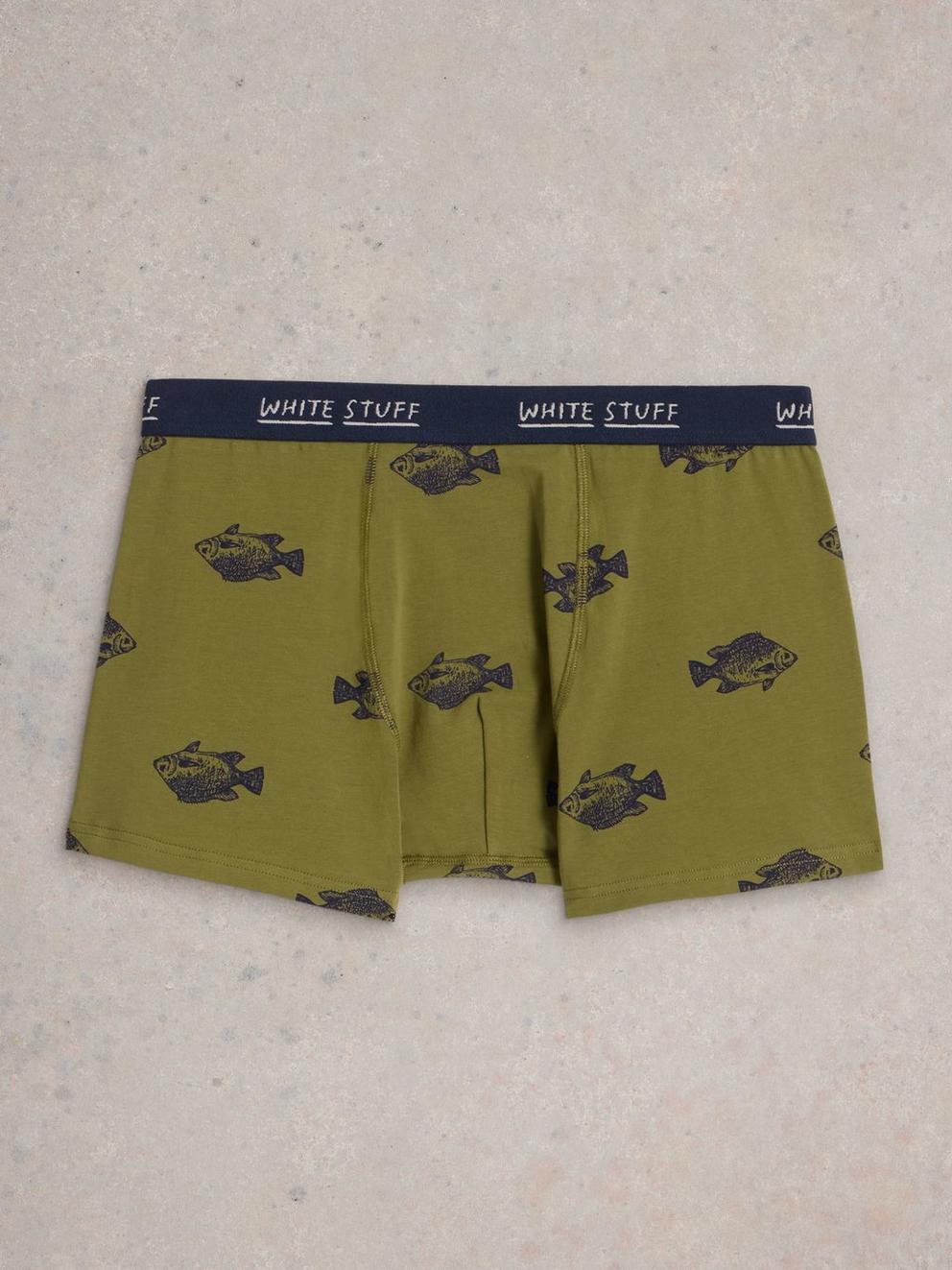 2pack Boxers  Plain  Print in GREEN MLT - FLAT BACK