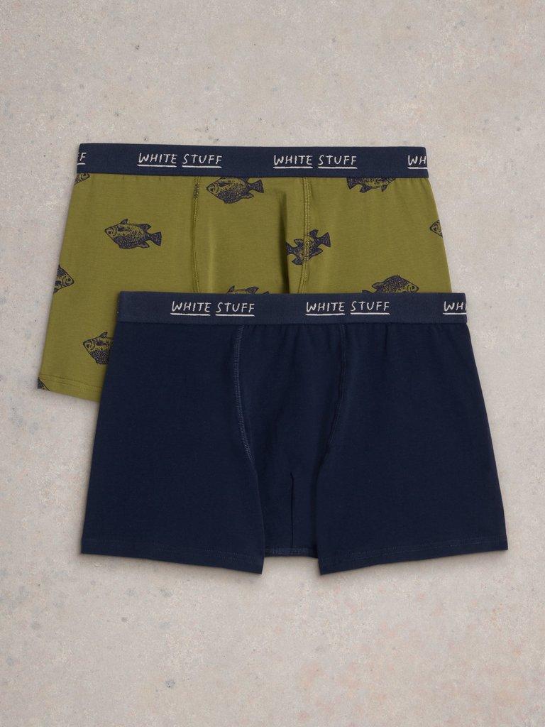 2pack Boxers  Plain  Print in GREEN MLT - FLAT DETAIL