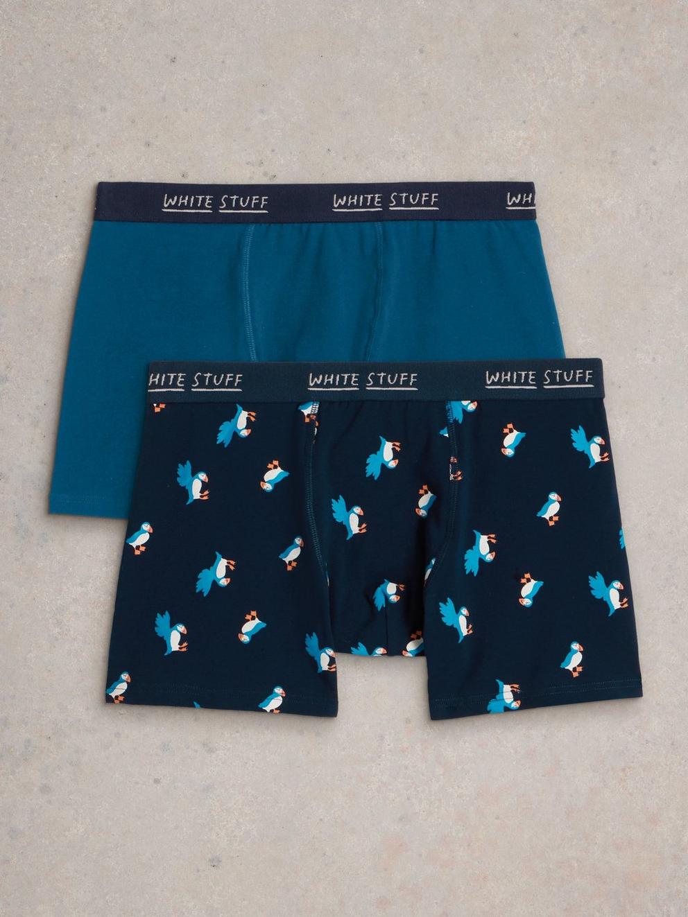 2pack Boxers  Plain  Print in MID TEAL - FLAT DETAIL