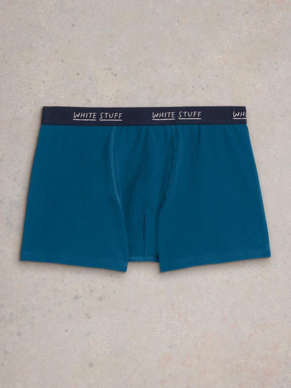 2pack Boxers  Plain  Print in TEAL MLT - FLAT BACK