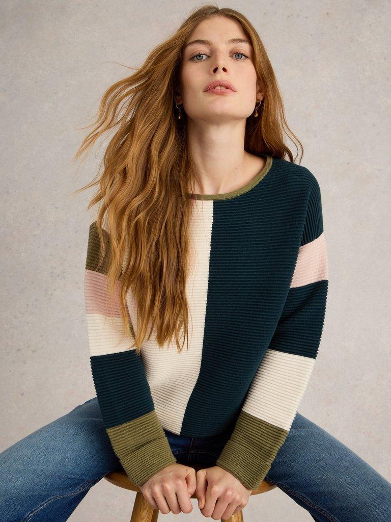 JANA COLOURBLOCK JUMPER in NAT MLT - LIFESTYLE