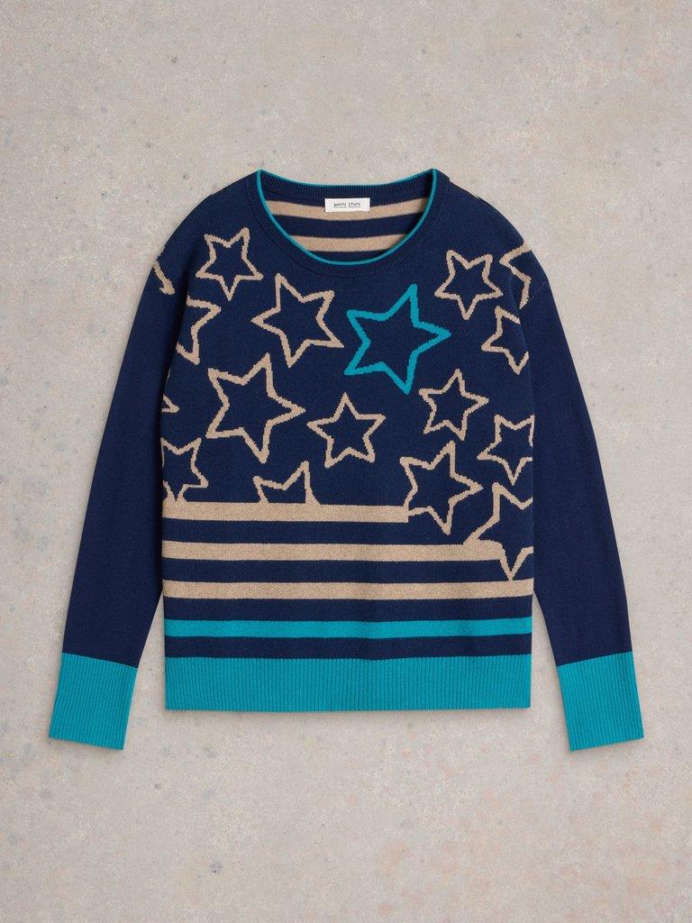 CITY MULTI STAR JUMPER in NAVY MULTI - FLAT FRONT