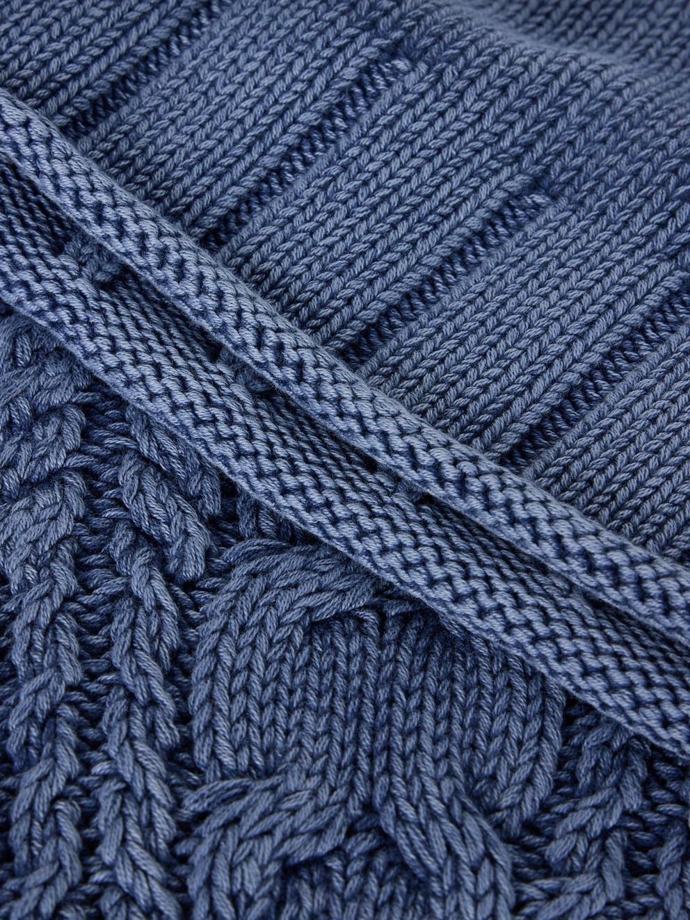 MIA LONG SLEEVE CABLE JUMPER in INDIGO BLE - FLAT DETAIL