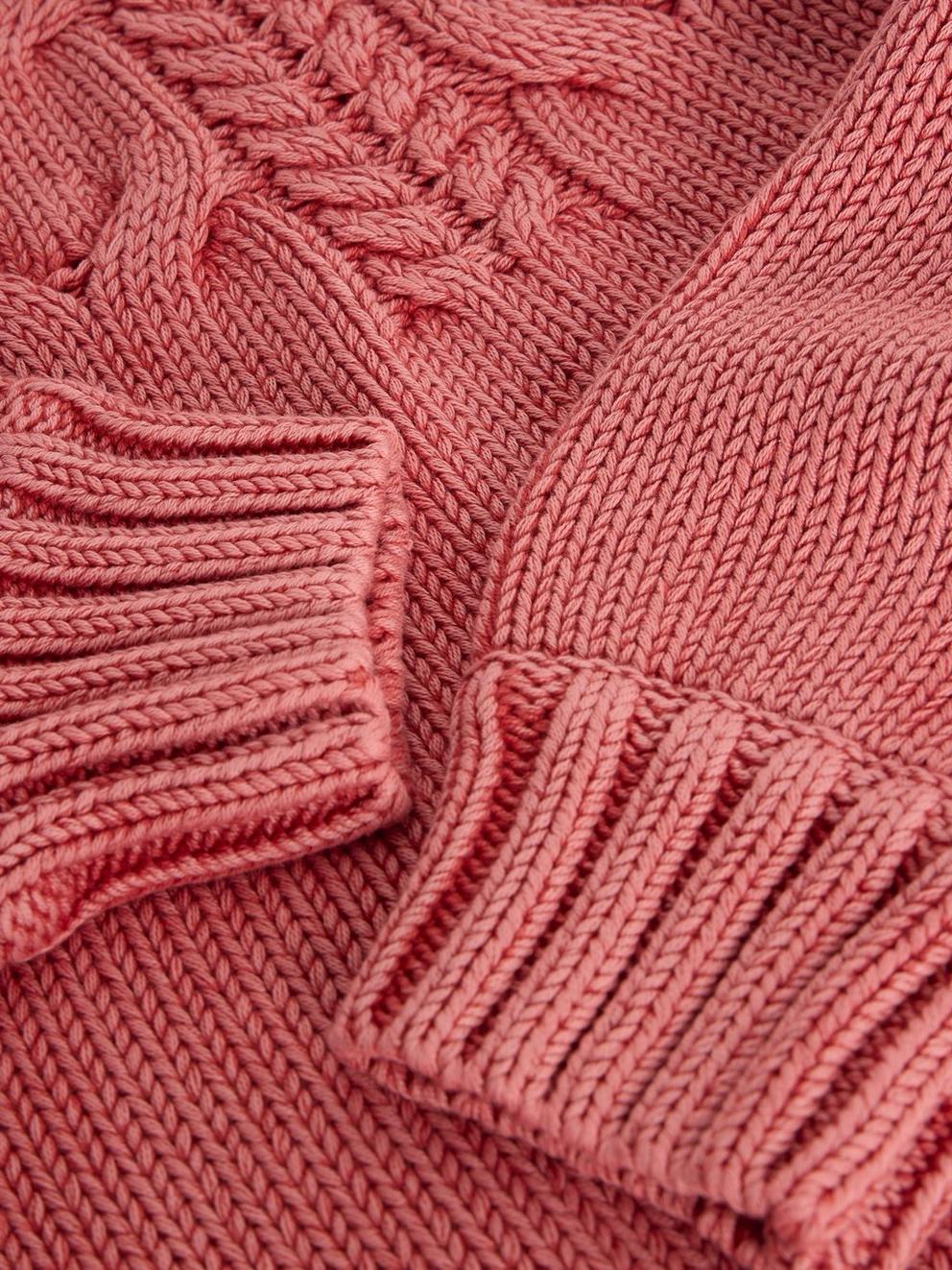 MIA LONG SLEEVE CABLE JUMPER in PINK MLT - FLAT DETAIL