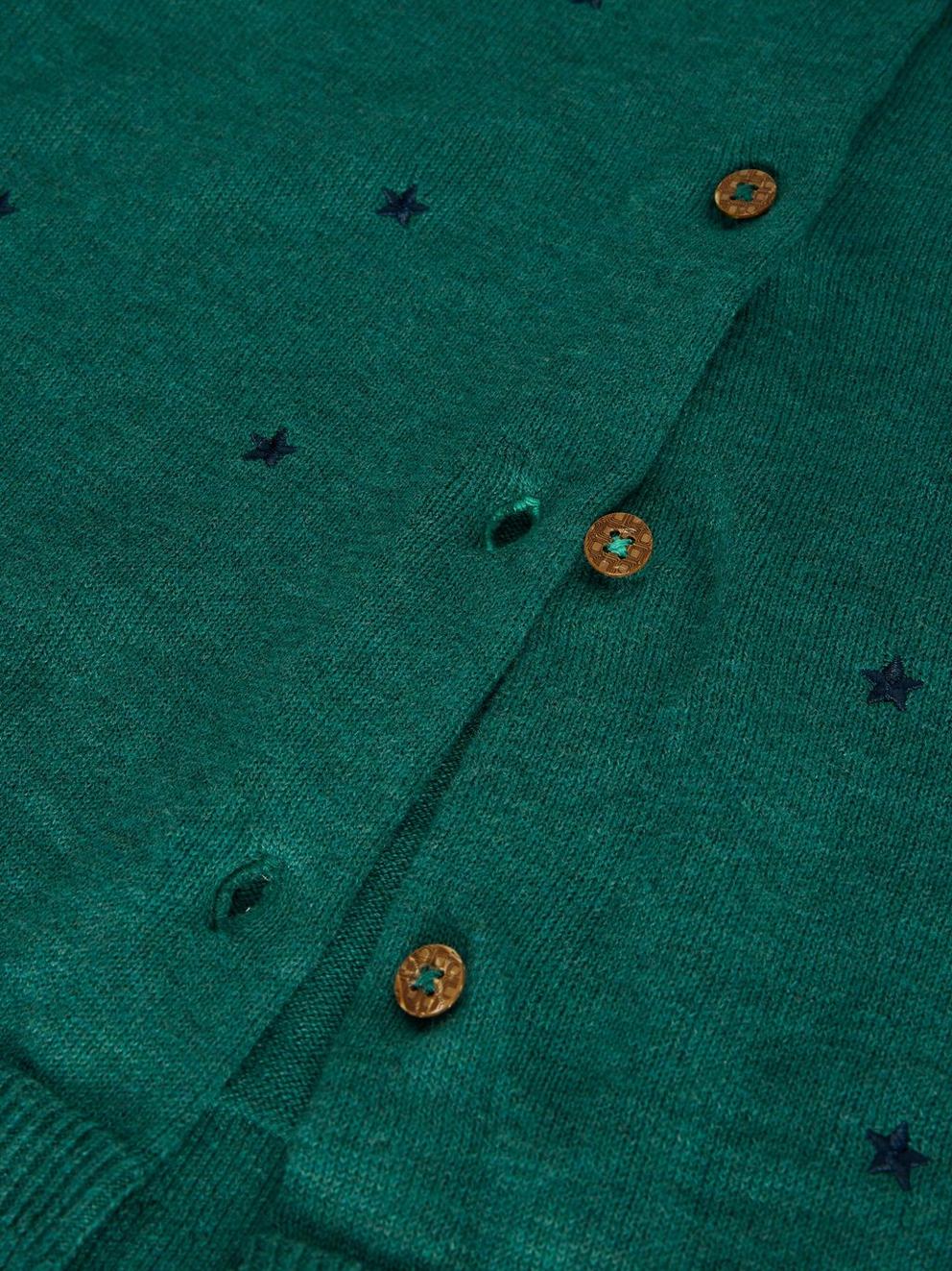 LULU EMBROIDERED CARDI in TEAL MLT - FLAT DETAIL