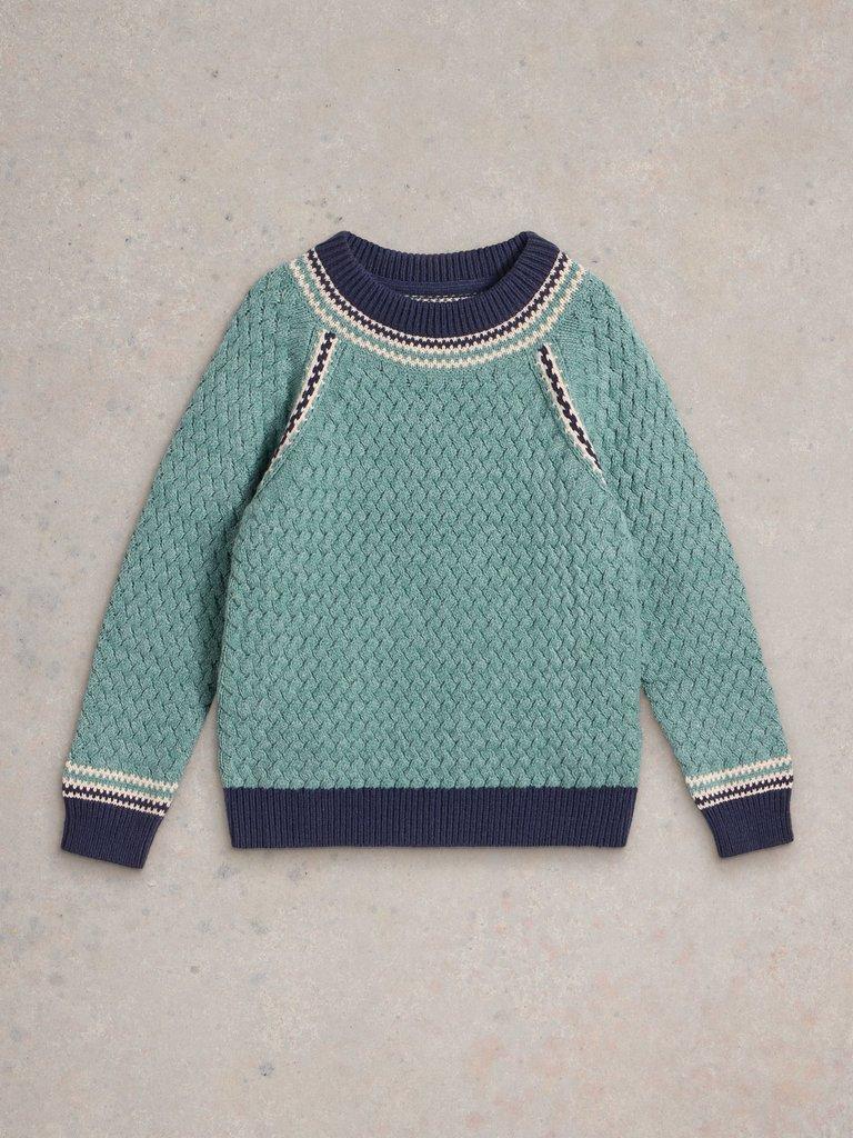 Raglan Detail Crew Jumper in LGT GREEN - FLAT FRONT