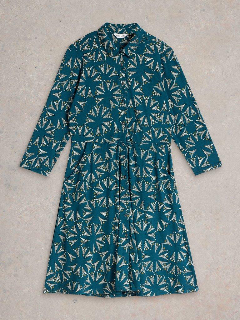 Ria Jersey Shirt Dress in TEAL PR - FLAT FRONT