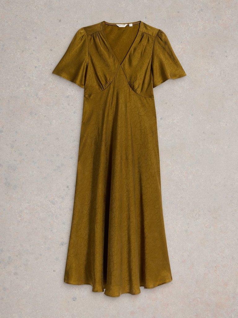 Darcy Bias Cut Dress in KHAKI GRN - FLAT FRONT