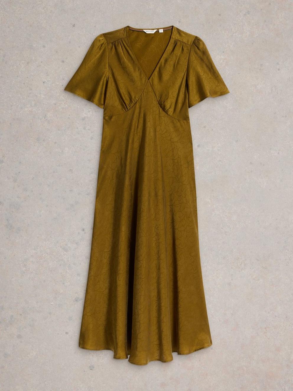 Darcy Bias Cut Dress in KHAKI GRN - FLAT FRONT