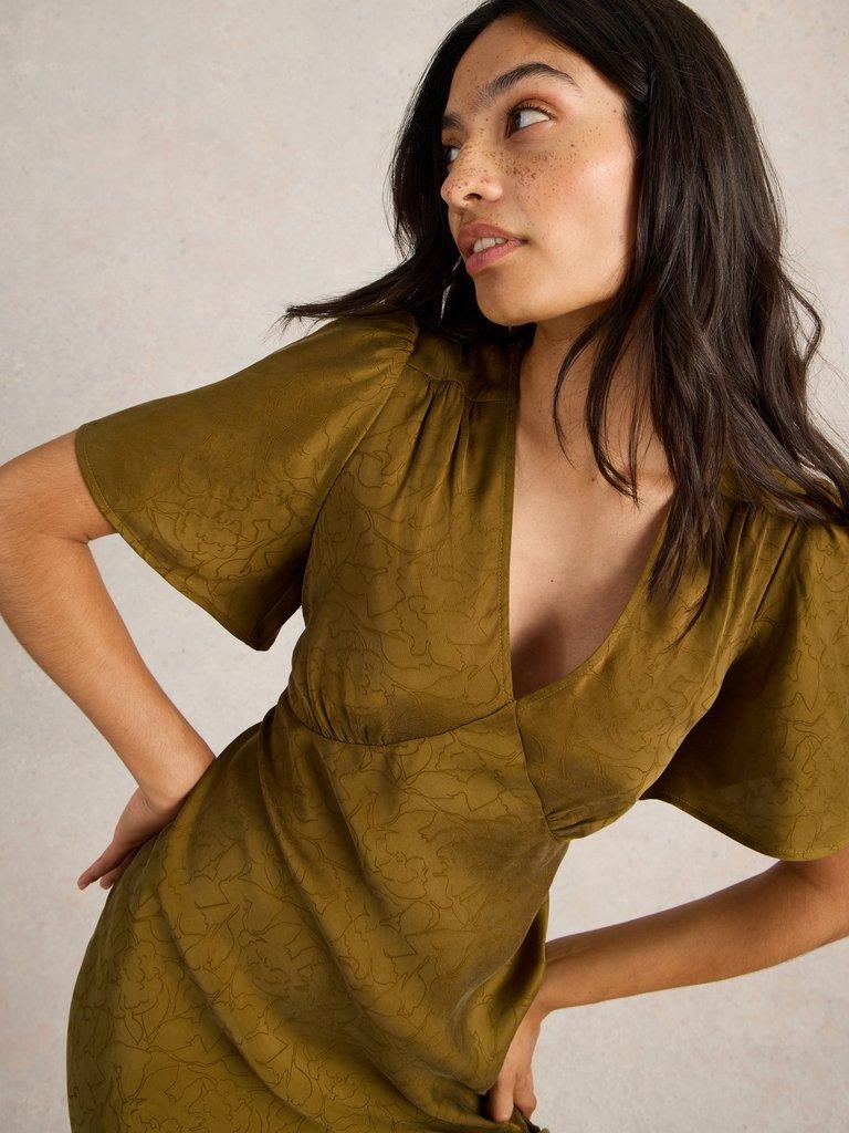 Darcy Bias Cut Dress in KHAKI GRN - LIFESTYLE