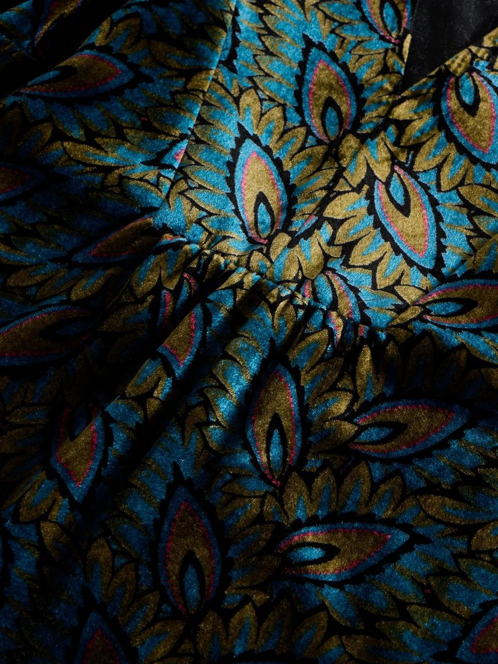 Ash Velvet Mix Dress in TEAL PR - FLAT DETAIL