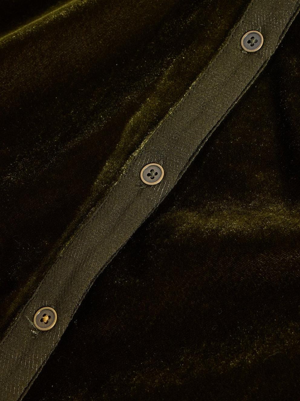 Olive Velvet Tunic in KHAKI GRN - FLAT DETAIL