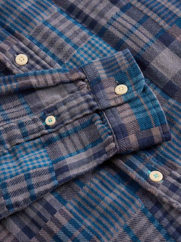 Patchwork Check Shirt in GREY MLT - FLAT DETAIL