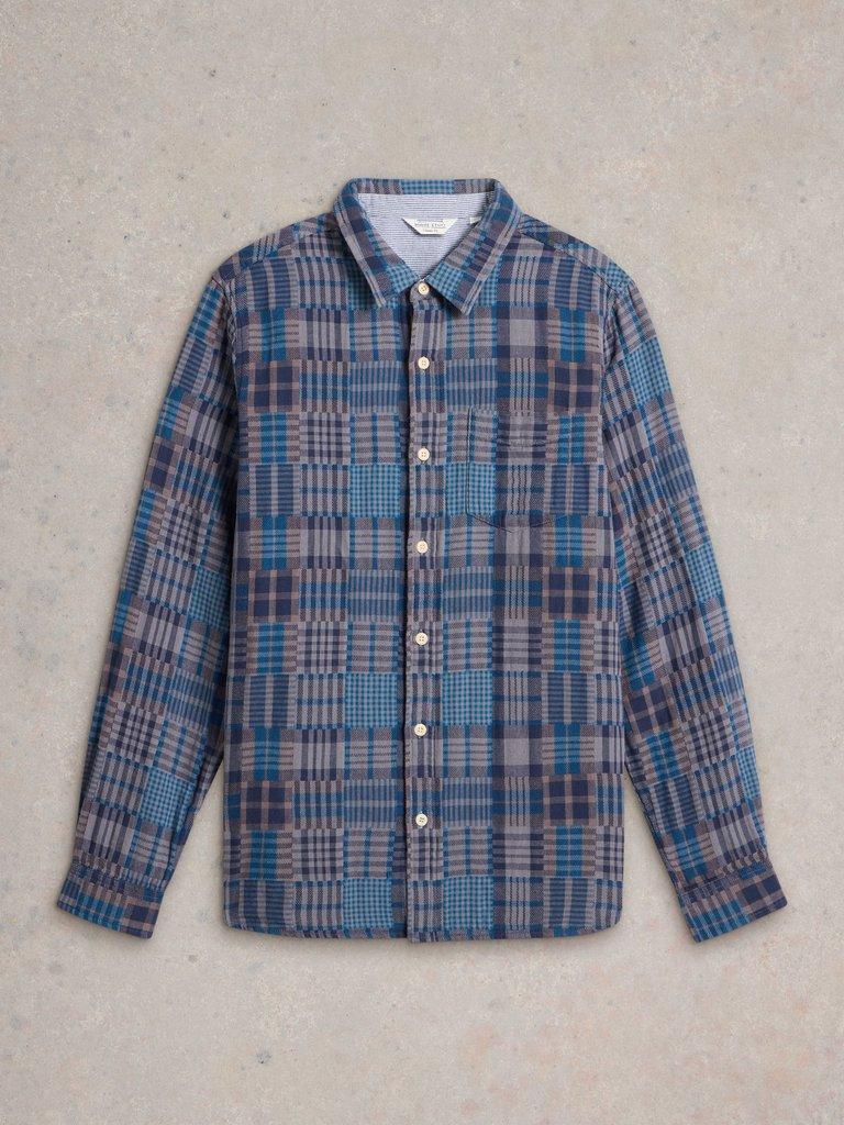 Patchwork Check Shirt in GREY MLT - FLAT FRONT