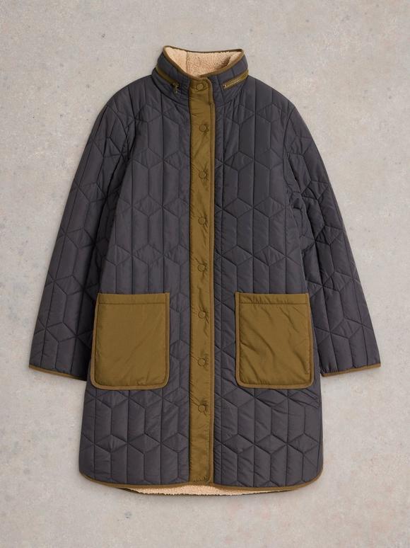 Maddison Quilted Coat in MID BLUE | White Stuff EU