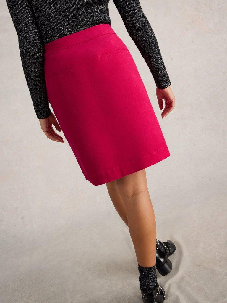 Coral Velvet Skirt in BRT PINK - MODEL BACK