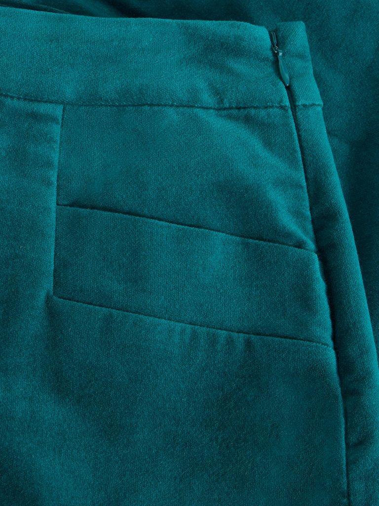 Coral Velvet Skirt in BRT TEAL - FLAT DETAIL