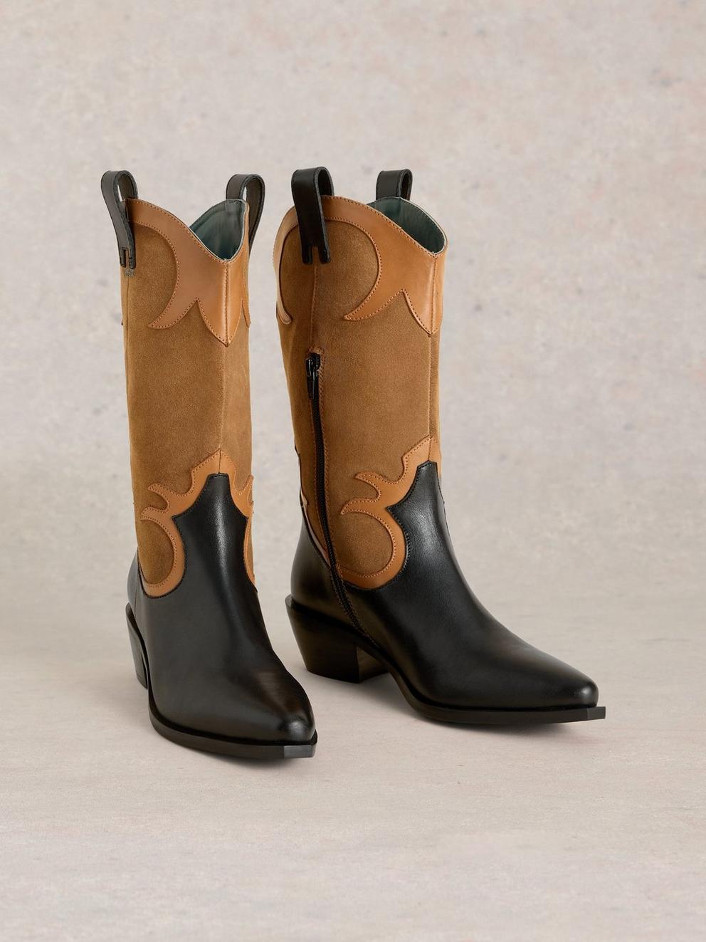 Belle Western Boot in BLK MLT - FLAT FRONT