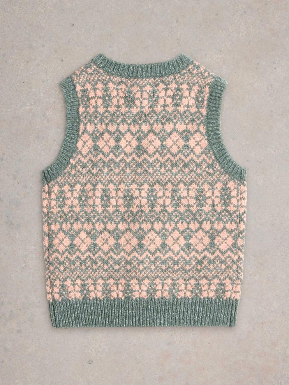 Kids Knitted Waistcoat in DUS PINK - FLAT BACK