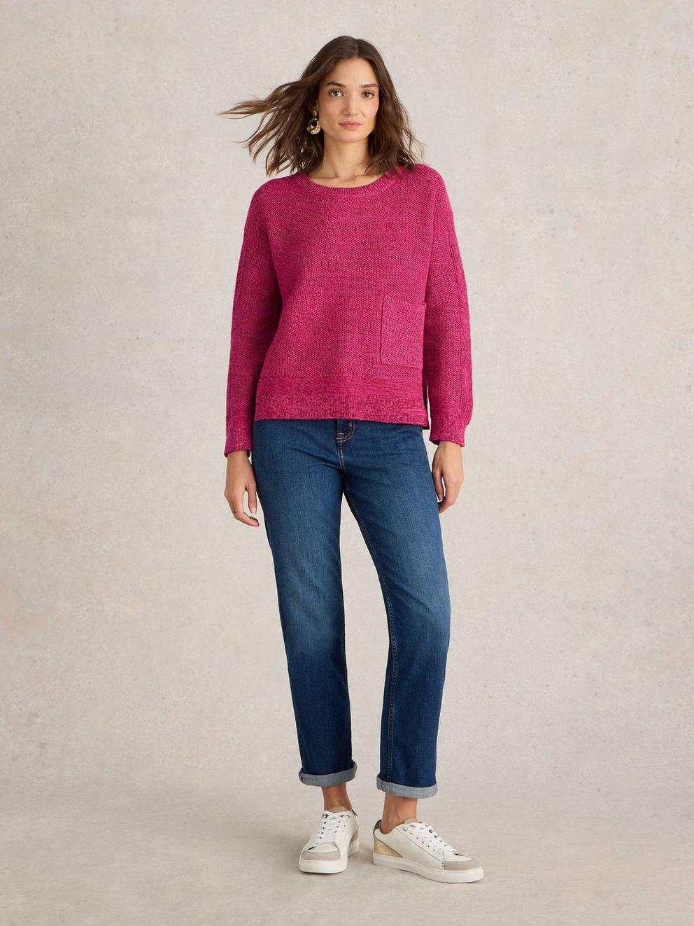NORTHBANK JUMPER in PINK MLT - MODEL FRONT