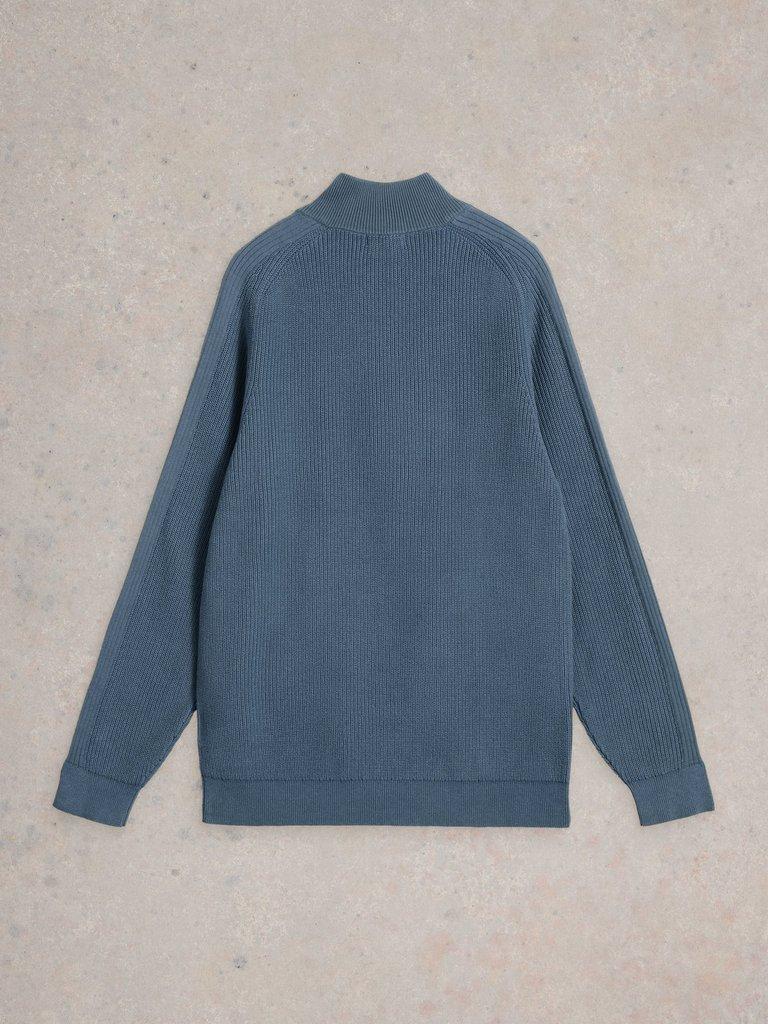 Pentire Cotton Funnel Neck Jumper in DUS BLUE - FLAT BACK