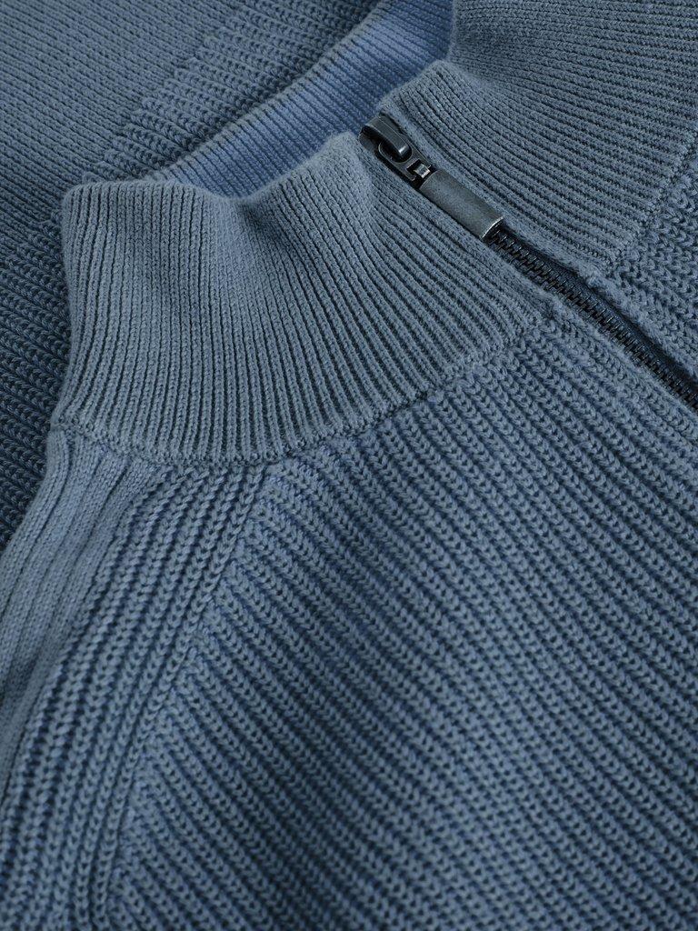 Pentire Cotton Funnel Neck Jumper in DUS BLUE - FLAT DETAIL