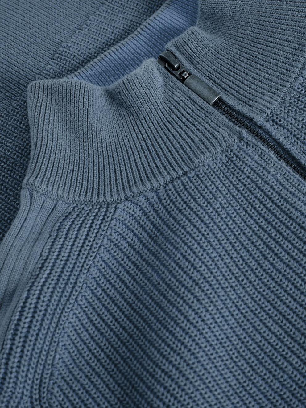 Pentire Cotton Funnel Neck Jumper in DUS BLUE - FLAT DETAIL
