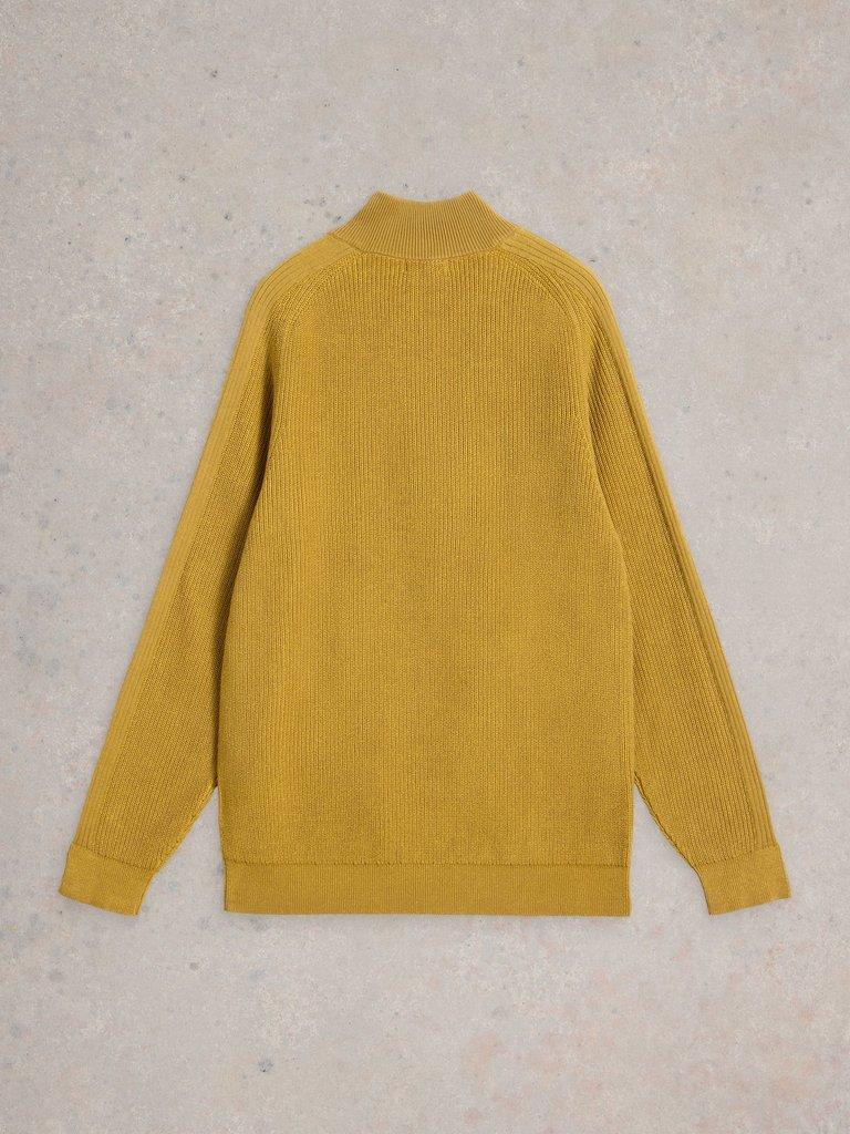 Pentire Cotton Funnel Neck Jumper in DUS YELLOW - FLAT BACK