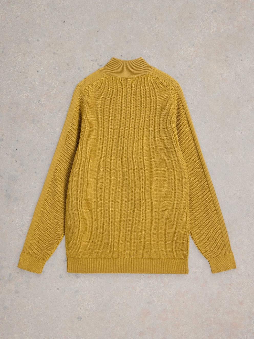 Pentire Cotton Funnel Neck Jumper in DUS YELLOW - FLAT BACK