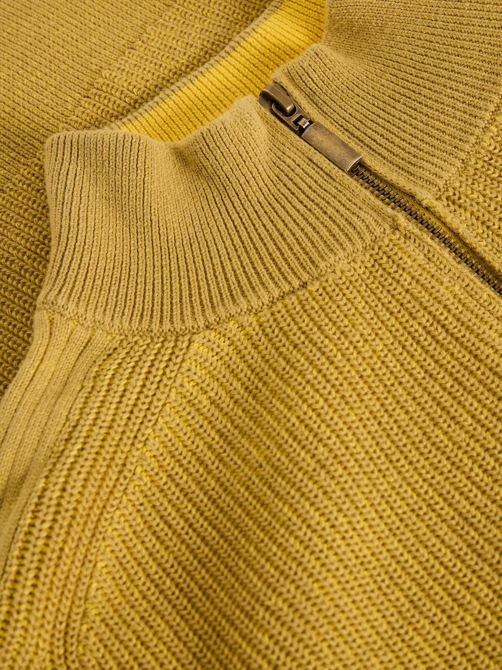 Pentire Cotton Funnel Neck Jumper in DUS YELLOW - FLAT DETAIL