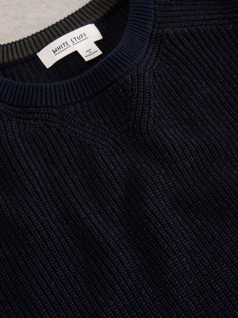 Pentire Cotton Crew in DARK NAVY - FLAT DETAIL