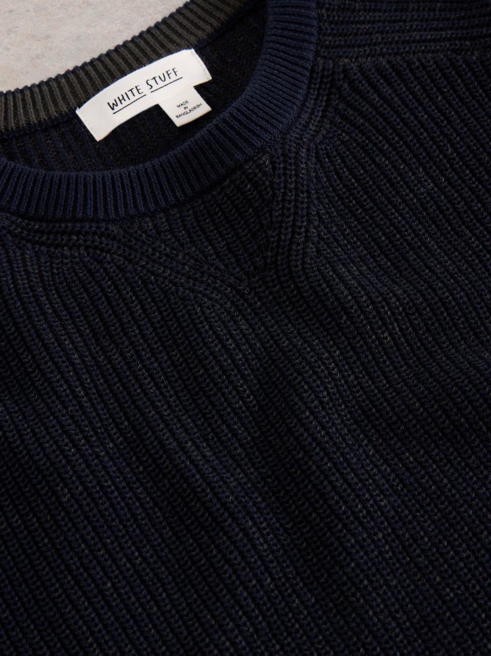 Pentire Cotton Crew in DARK NAVY - FLAT DETAIL