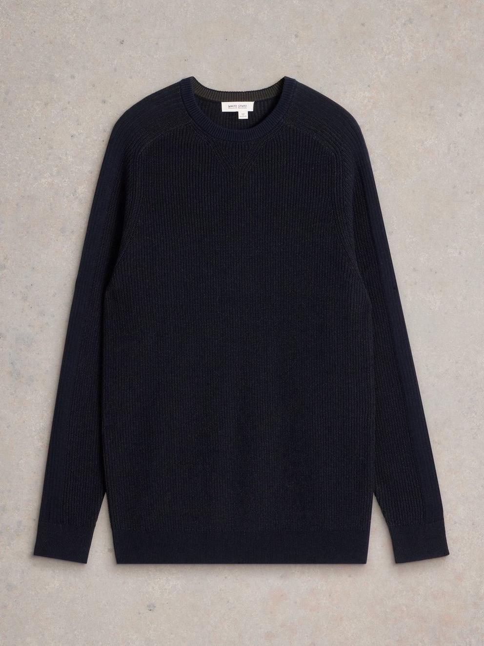 Pentire Cotton Crew in DARK NAVY - FLAT FRONT