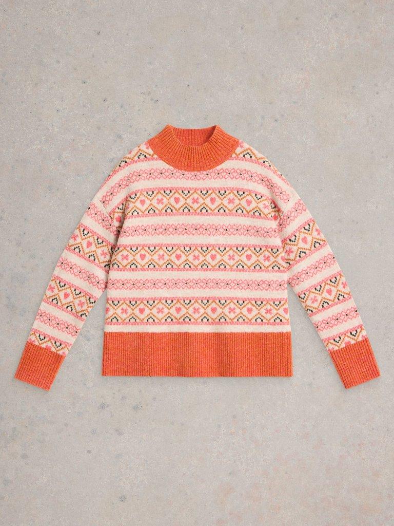 SCANDI TWIST FAIRISLE JUMPER in NAT MLT - FLAT FRONT