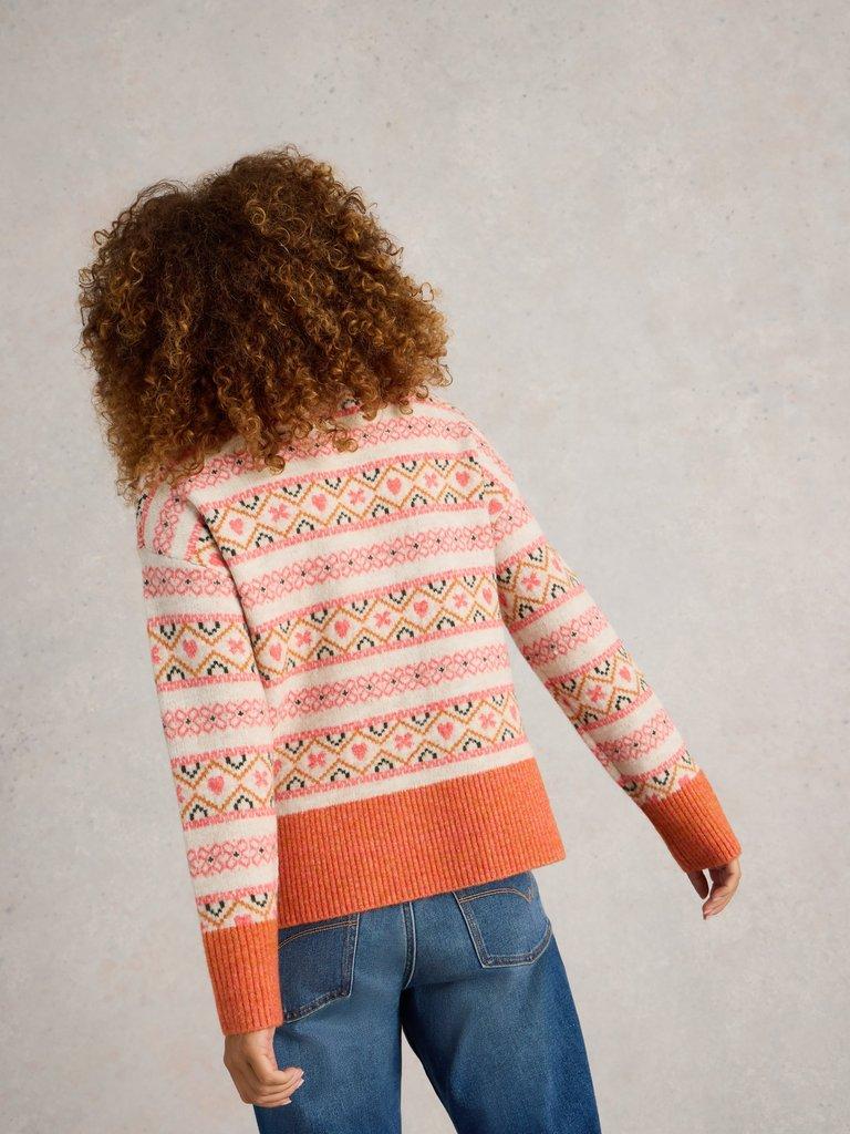 SCANDI TWIST FAIRISLE JUMPER in NAT MLT - MODEL BACK