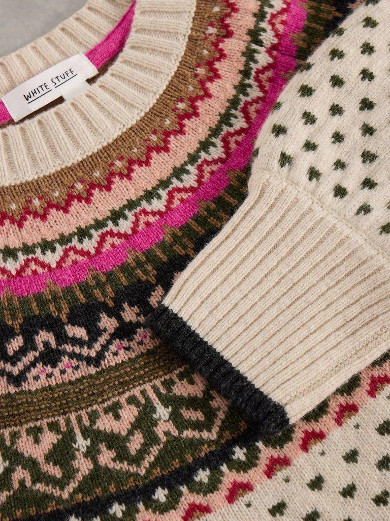 MINI HEART FAIRISLE WOOL JUMPER in IVORY MLT - FLAT DETAIL