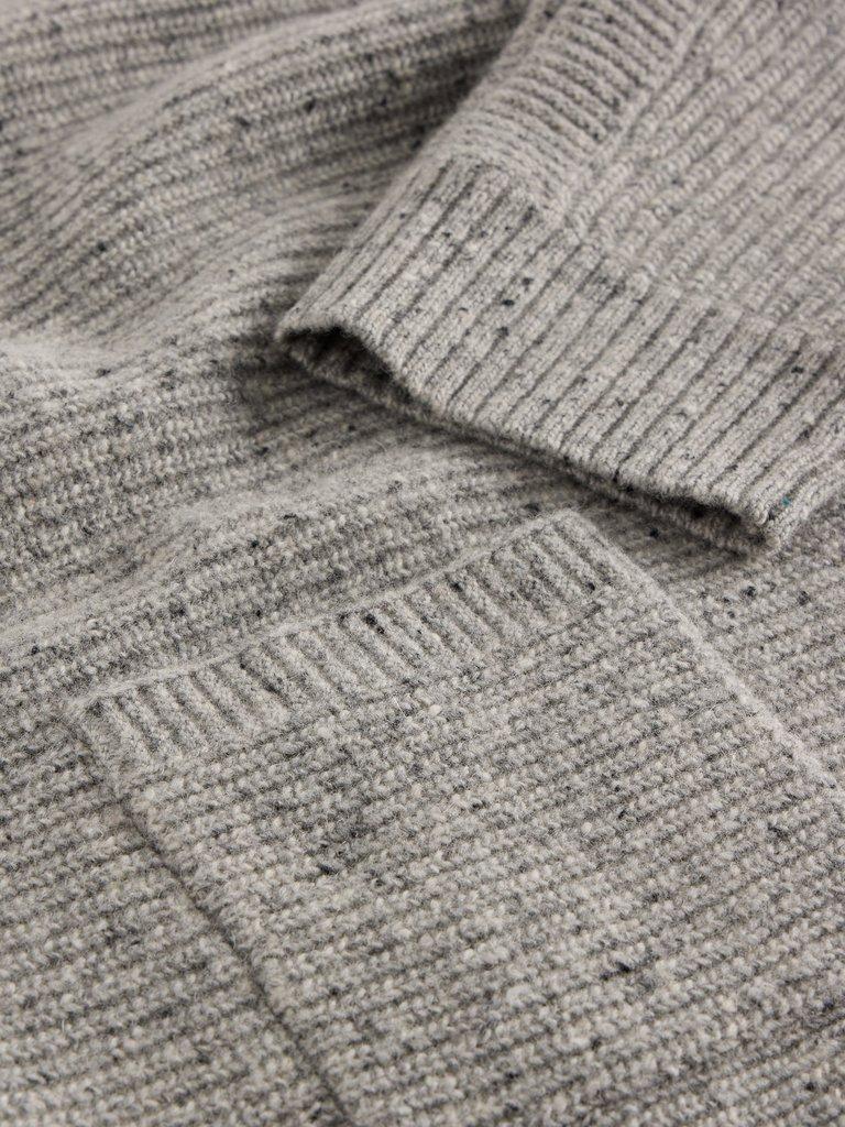 CARLI HIGH NECK WOOL JUMPER in MID GREY - FLAT DETAIL