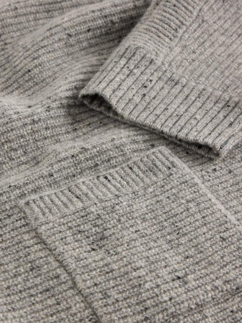 CARLI HIGH NECK WOOL JUMPER in MID GREY - FLAT DETAIL