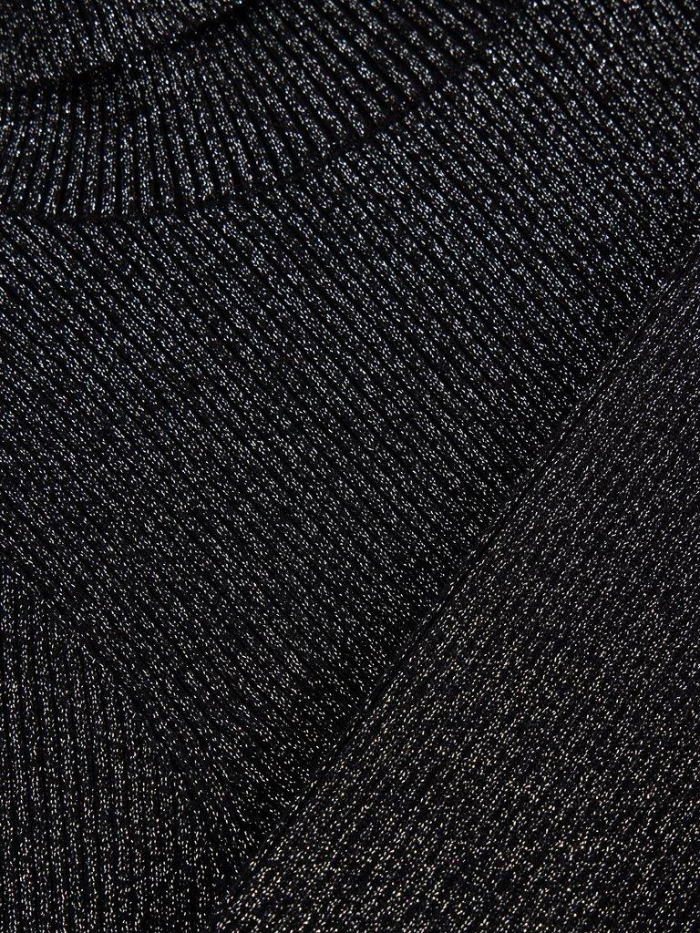 LILA SPARKLE RIB ROLL NECK in PURE BLK - FLAT DETAIL